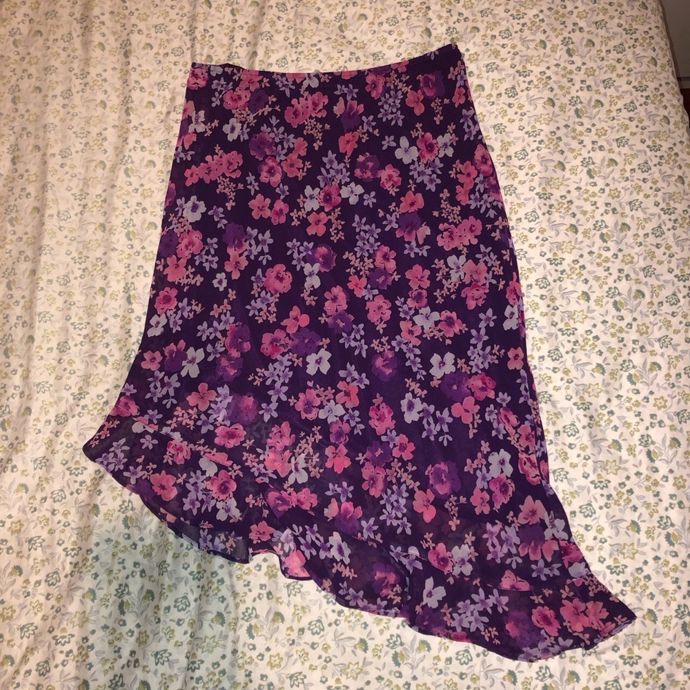 Express Floral Highlow Skirt